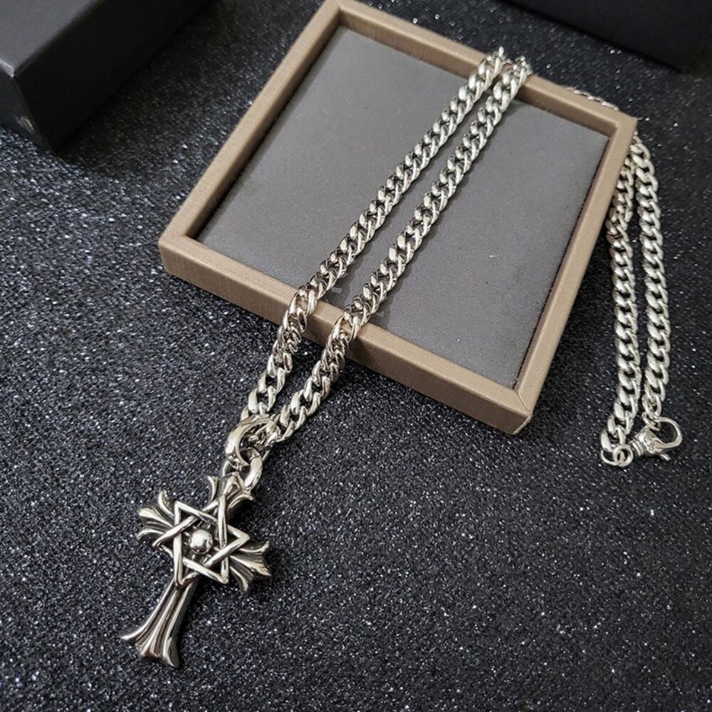 Chrome Hearts Cross Star Silver Necklace